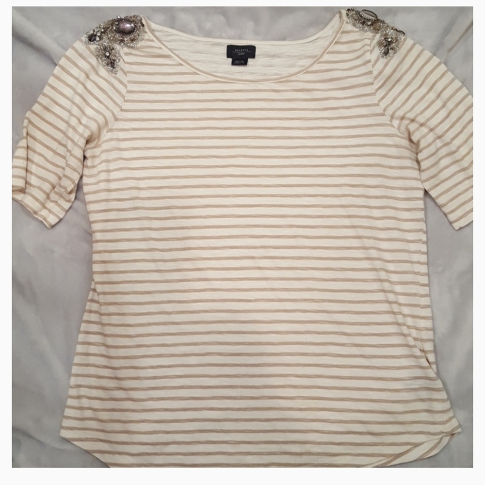 Anthro Deletta Beaded Shoulder Blouse